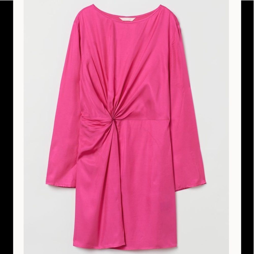 H&M PINK NEW SHORT DRESS WITH TWISTED SIDE DETAIL